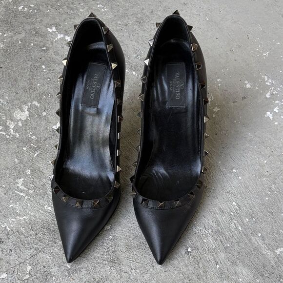 Valentino, silver rock stud heels - Picture 1 of 12